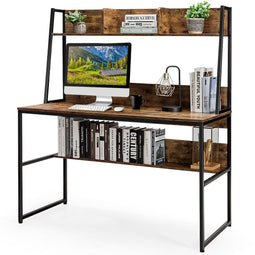 Coast Bureau - Computertafel met Plank - 120x57x140 cm - Koffie