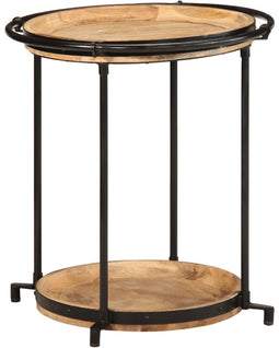 vidaXL - Bijzettafel - Ø55x60 - cm - massief - mangohout