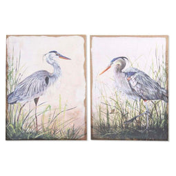 Schilderij DKD Home Decor Fågel Orientaals (2 Stuks) (50 x 3 x 70 cm)
