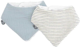 DOMIVA - Bandana slabbetjes - 100% katoen - Vintage Blue Stripes (2 stuks)