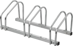 ProPlus Fietsenrek - 32.5 x 72 x 27 cm - Fietsenstalling - Hoogwaardig Gegalvaniseerd Staal - Eenvoudige montage - 4 voorgeboorde bevestigingsgaten - Bevestiging Vloer- en Wandmontage - Fietsenstandaard voor 3 Fietsen - Zilver