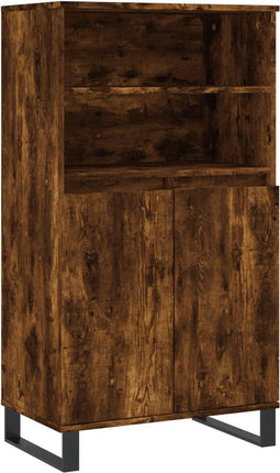 vidaXL - Hoge - kast - 60x36x110 - cm - bewerkt - hout - gerookt - eikenkleurig