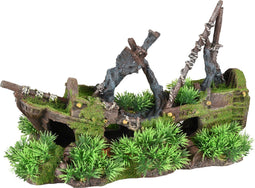 Flamingo - Aquariumdecoratie Moza Scheepswrak - Groen - 32 x 14 x 21 cm