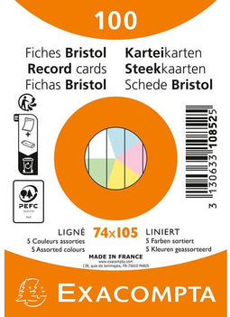 Flashcard exacompta 74x105mm lijn 5 kleuren | 40 stuks