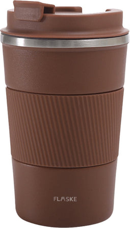 FLASKE Koffiebeker Coffee Cup - Chocolate - 380ml - RVS Koffiebeker to Go van 380ML
