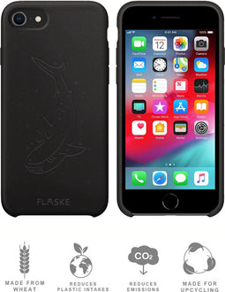 FLASKE Shark Biocase Iphone 6 Iphone 7 Iphone 8 - 100% Biologisch Afbreekbaar - Wireless Charging - Valbescherming tot 2 meter