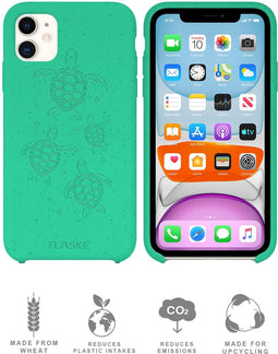 FLASKE Turtle Biocase Iphone 11 - 100% Biologisch Afbreekbaar - Wireless Charging - Valbescherming tot 2 meter