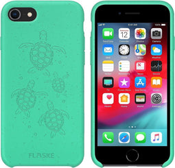 FLASKE Turtle Biocase Iphone 6 Iphone 7 Iphone 8 - 100% Biologisch Afbreekbaar - Wireless Charging - Valbescherming tot 2 meter