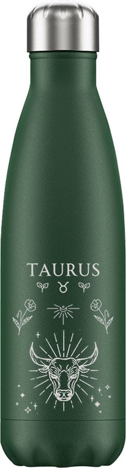 FLASKE Zodiac - Taurus - RVS Drinkfles van 500ML- Geschikt als waterfles, thermosfles en thermoskan