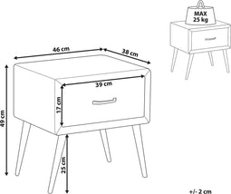 FLAYAT - Nachtkastje - Grijs - Fluweel