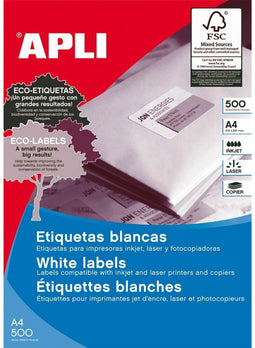 Adhesive labels Apli 105 X 74 mm 500 Sheets White