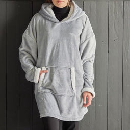 Fleece geruit sweatshirt - TODAY - Lange mouwen en zak - 70 x 87 cm - Grijs