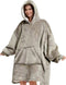 Fleece plaid hoody - Plaid met mouwen - Dekken - One size fits all - Grijs of Beige - Dames en Heren - Valentijnscadeau