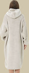 Fleece plaid hoody - Plaid met mouwen - Dekken - One size fits all - Grijs of Beige - Dames en Heren - Valentijnscadeau