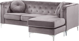 FLEN - Chesterfield hoekbank - Grijs - Linkerzijde - Fluweel