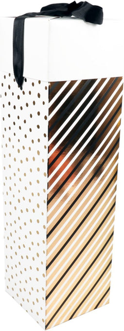 Flesdoos - Dots & Stripes - karton - 9.5x9.5x33cm - zwart/goud - 10 stuks