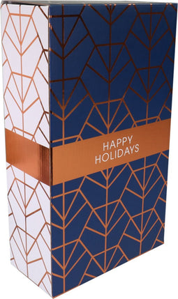 Flesdoos - Mountain Lodge - karton + PE - 2 flessen - 190x95x330mm - blauw/koper/wit - 10 stuks