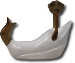 Fleshouder eend - 33x15x26 - Wit - Teak/bamboe