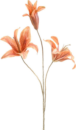 Fleurdirect Kunstbloem Lily Spray - Polyester - Oranje/Roze - 30 x 80 x 0 cm (BxHxD)