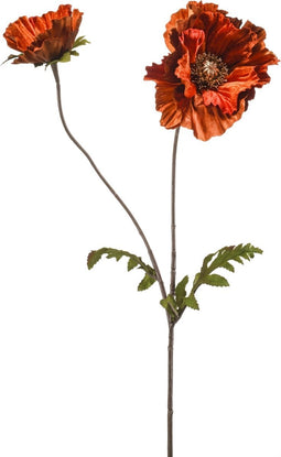 Fleurdirect Kunstbloem Poppy Velvet Spray - Polyester - Oranje/Rood - 28 x 78 x 0 cm (BxHxD)