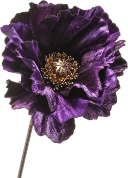 Fleurdirect Kunstbloem Poppy Velvet Spray - Polyester - Paars - 28 x 78 x 0 cm (BxHxD)