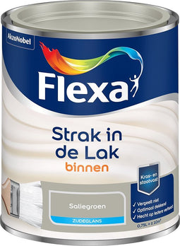 Flexa Verf Strak in de Lak binnen - Watergedragen - Zijdeglans - 750ML Saliegroen