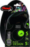 Flexi Black Design Tape - Rollijn Hondenriem - S - 5 Meter - Zwart - <15 kg