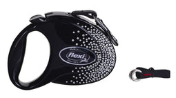 FLEXI Glam Splash Crystal with Swarovski crystals M - Dog Retractable lead - 5 m - black