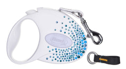 FLEXI Glam Splash Ocean with Swarovski crystals S - Dog Retractable lead - 3 m - white