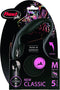 Flexi New Classic Koord - Hondenriem - Zwart - M - 5 m - Middelgrote Honden