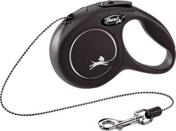 Flexi New Classic Koord - Hondenriem - Zwart - XS - 3 m - <8 kg