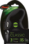 Flexi New Classic Koord - Hondenriem - Zwart - XS - 3 m - <8 kg