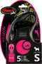 Flexi rollijn new neon tape zwart / neon roze - S 5 MTR TOT 15 KG