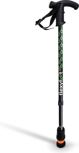 Flexyfoot - Wandelstok met Derby handvat - zwart - in hoogte verstelbaar 70 - 96 cm
