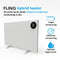 FlinQ Slimme Hybrid Verwarming - Infrarood & Convectorkachel - Elektrische Verwarmingspaneel - Moderne Kachel - Staand & Verplaatsbaar - Met Thermostaat - Wit Paneel - 800W
