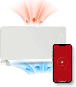 FlinQ Smart Convectorkachel - Elektrische Kachel met WiFi - Verwarming met Thermostaat - Geschikt voor de Badkamer - Ook als Wandkachel - Electrische Verwarmingspaneel met 2000W - Wit
