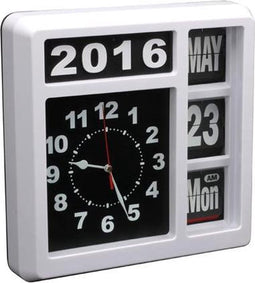 Flipover Wandklok Met Kalender - 31 X 31 Cm - Engels