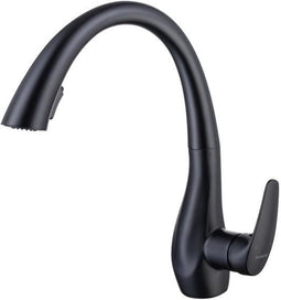 Keukenkraan - Mechanische mengkraan - Mat zwart - 360° draaibaar - 2 jets - OCEANIC - Met uittrekbare douche