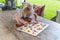 Houten knopjes/noppen puzzel - boerderij thema - 40 x 30 cm - puzzelen - speelgoed