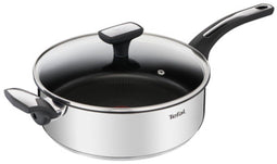 Tefal E3003304 - 26 cm roestvrijstalen hapjespan met deksel - Titanium anti-aanbaklaag - Grijs