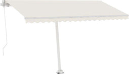 vidaXL - Luifel - handmatig - uittrekbaar - met - LED - 400x300 - cm - crèmekleurig