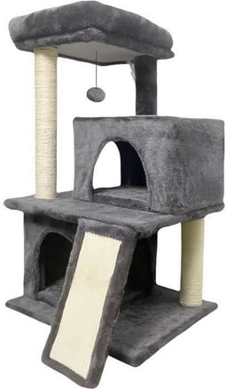FLOPI Donkergrijze kattenboom - 44,5 x 48 x 86 cm - Donkergrijs - 1 platform, 1 speelbal, 2 kennels, 1 helling