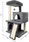 FLOPI Donkergrijze kattenboom - 44,5 x 48 x 86 cm - Donkergrijs - 1 platform, 1 speelbal, 2 kennels, 1 helling
