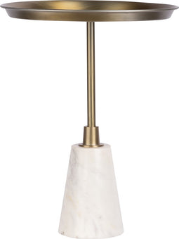 Floraya - Bijzettafel Grant - Wit/Goud - 38x38x51cm (LxBxH) - marmeren voet