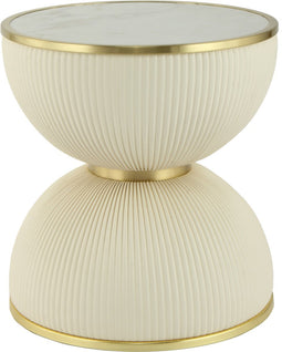 Floraya - Bijzettafel Jamai - Creme/Goud - 47x47x51cm (LxBxH) - ook geschikt als salontafel