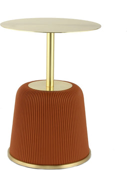 Floraya - Bijzettafel Jolai - Cognac/Goud - 40x40x55cm (LxBxH) - ook geschikt als salontafel
