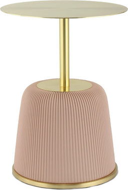 Floraya - Bijzettafel Jolai - Roze/Goud - 40x40x55cm (LxBxH) - ook geschikt als salontafel