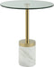 Floraya - Bijzettafel Lana - Wit/Goud - 46x46x53cm (LxBxH) - marmeren voet - glazen blad - ook geschikt als salontafel