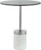 Floraya - Bijzettafel Lana - Wit/Zilver - 46x46x53cm (LxBxH) - marmeren voet - glazen blad - ook geschikt als salontafel