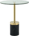 Floraya - Bijzettafel Lana - Zwart/Goud - 46x46x53cm (LxBxH) - marmeren voet - glazen blad - ook geschikt als salontafel